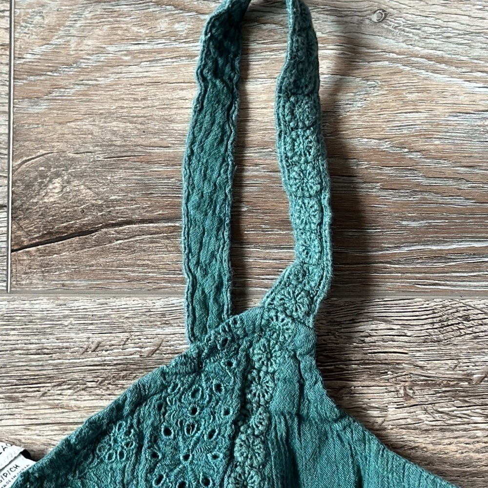 American Eagle top Emerald green crop top size small lace bohemian - Picture 3 of 9